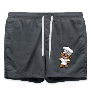 Art culinaire Teddy Chef Cuisine Dessin Ours Comique - Short de bain - charbon - Devant - AI Model Male 185 light (185cm)