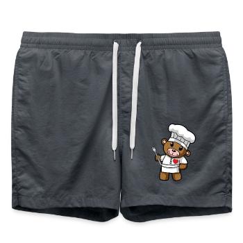 Chef Koch mit Herz Cartoon Hobbykoch Kochkunst - Badeshorts - Anthrazit - Vorne - AI Model Male 185 light (185cm)