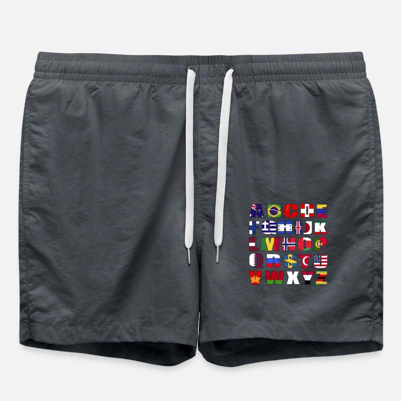 Countries Flags Alphabet - Swim Trunks - anthracite