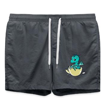 Bébé Dragon Dino Noël Cadeau Enfant - Short de bain - charbon - Devant - AI Model Male 185 light (185cm)
