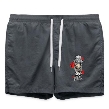 crânes - Short de bain - charbon - Devant - AI Model Male 185 light (185cm)