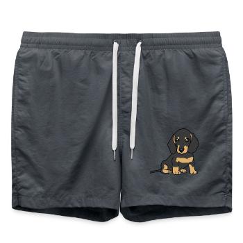 Kleiner Dackel Hunderasse Hund Haustiere Hunde - Badeshorts - Anthrazit - Vorne - AI Model Male 185 light (185cm)