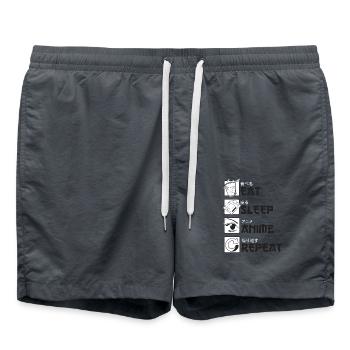 Essen Schlafen Anime Wiederholen T-Shirt Anime - Badeshorts - Anthrazit - Vorne - AI Model Male 185 light (185cm)