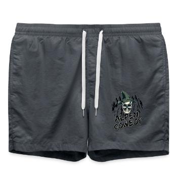 Alpen Allgäu Cowboy Totenkopf Berge Heimat Tracht - Swim Trunks - anthracite - Front - AI Model Male 185 light (185cm)