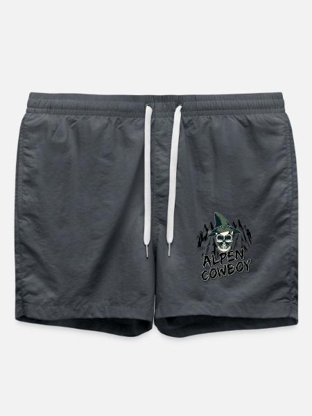 Alpen Allgäu Cowboy Totenkopf Berge Heimat Tracht - Badeshorts - Anthrazit