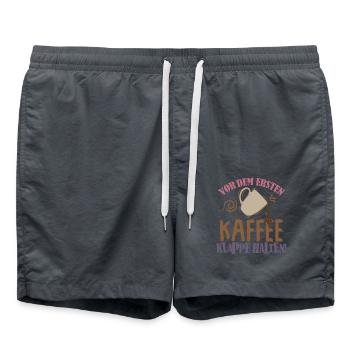 Café disant Avant le premier café, tais-toi - Short de bain - charbon - Devant - AI Model Male 185 light (185cm)