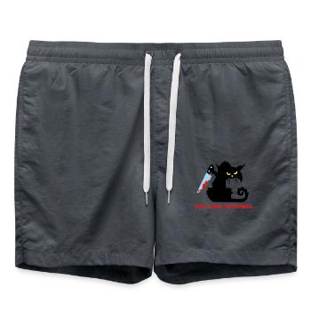 Chat noir meurtrier avec couteau suspect - Short de bain - charbon - Devant - AI Model Male 185 light (185cm)