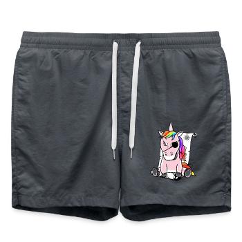 Fantasy Pirate Grim Evil Unicorn Treasure Map - Swim Trunks - anthracite - Front - AI Model Male 185 light (185cm)