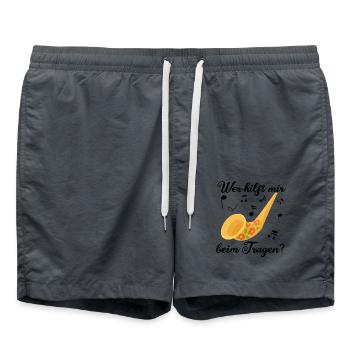Alpen Horn - Wer Hilft Mir Beim Tragen Musiker - Badeshorts - Anthrazit - Vorne - AI Model Male 185 light (185cm)
