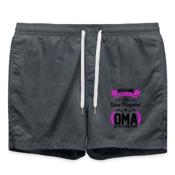 Achtung erheben sie sich seine Majestät die Oma... - Badeshorts - Anthrazit - Vorne - AI Model Male 185 light (185cm)