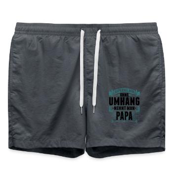 Superhelden ohne Umhang nennt man Papa - Badeshorts - Anthrazit - Vorne - AI Model Male 185 light (185cm)