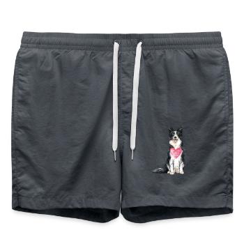 Border Collie love - Swim Trunks - anthracite - Front - AI Model Male 185 light (185cm)