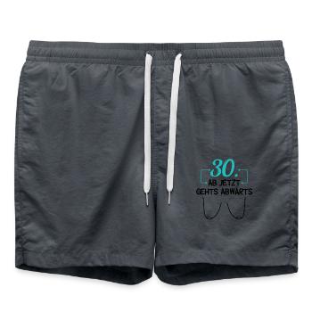 30. Ab jetzt gehts abwärts! 30 Jahre Frauen - Badeshorts - Anthrazit - Vorne - AI Model Male 185 light (185cm)
