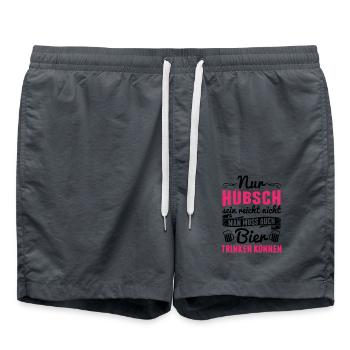 Nur hübsch sein reicht nicht.. auch Bier - Mädels - Badeshorts - Anthrazit - Vorne - AI Model Male 185 light (185cm)