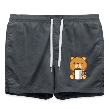 Braunbär Bär Kaffee Bärchen - Badeshorts - Anthrazit - Vorne - AI Model Male 185 light (185cm)