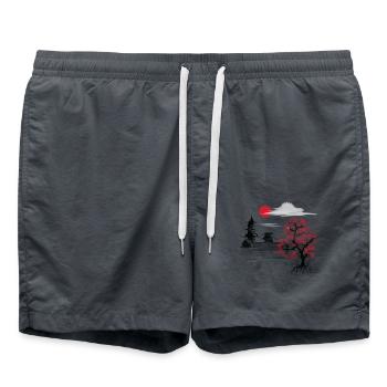 Japon Nature Chine Asie Cerisier Fleur Asiatique - Short de bain - charbon - Devant - AI Model Male 185 light (185cm)
