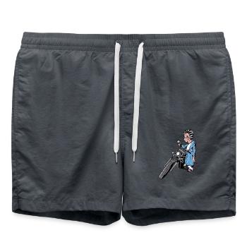 Grand-mère moto retraite retraite motard âge - Short de bain - charbon - Devant - AI Model Male 185 light (185cm)