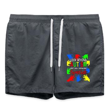 Autist, Autismus - Short de bain - charbon - Devant - AI Model Male 185 light (185cm)