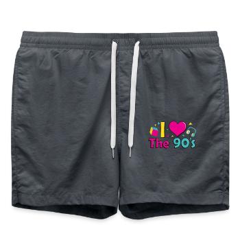 T-shirt de fête de coeur tenue rétro des années 90 - Short de bain - charbon - Devant - AI Model Male 185 light (185cm)