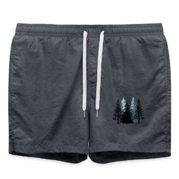 Wald Schwarz weiß Wildnis Natur Tannen Tanne - Badeshorts - Anthrazit - Vorne - AI Model Male 185 light (185cm)