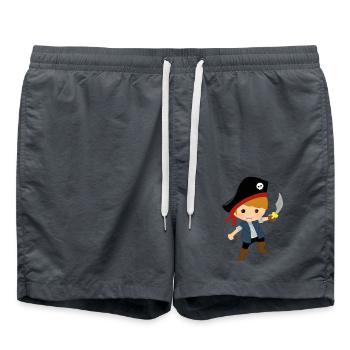 Mignon petit pirate avec chapeau de pirate et sabre - Short de bain - charbon - Devant - AI Model Male 185 light (185cm)