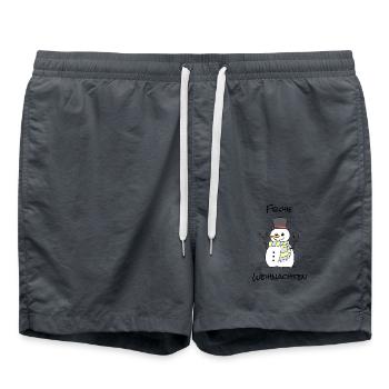 Frohe Weihnachten Schneemann Design - Badeshorts - Anthrazit - Vorne - AI Model Male 185 light (185cm)