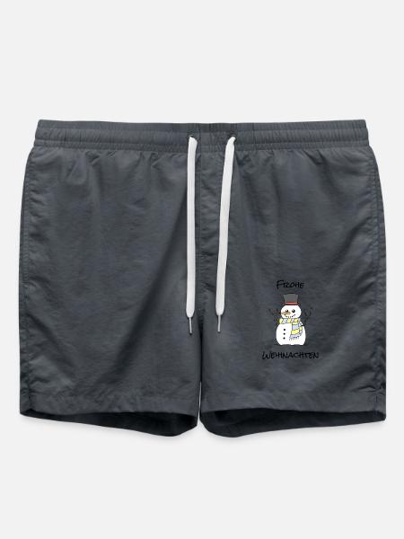 Frohe Weihnachten Schneemann Design - Badeshorts - Anthrazit