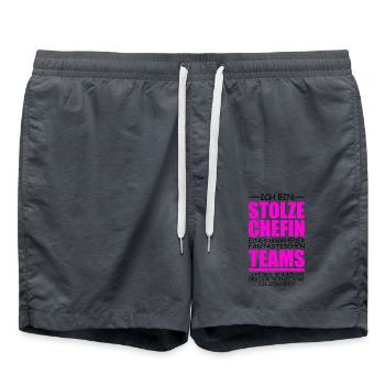 lustiges Chefin Geschenk stolze Chefin Idee - Badeshorts - Anthrazit - Vorne - AI Model Male 185 light (185cm)
