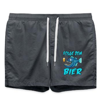 Folge dem Bier Tiefsee Fisch Anglerfisch Bierglas - Badeshorts - Anthrazit - Vorne - AI Model Male 185 light (185cm)