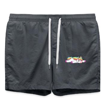 Müdes Einhorn KO Platt - Badeshorts - Anthrazit - Vorne - AI Model Male 185 light (185cm)