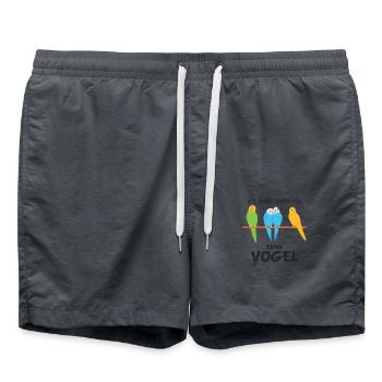 witziges Vogel Wellensittich Geschenk - Badeshorts - Anthrazit - Vorne - AI Model Male 185 light (185cm)