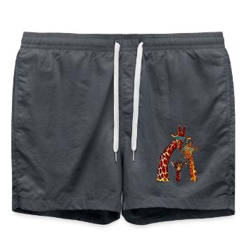 girafe drôle cadeau de girafe animal - Short de bain - charbon - Devant - AI Model Male 185 light (185cm)