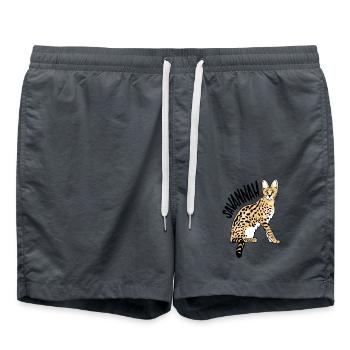 Savannah Katze Luchs Wildkatze - Badeshorts - Anthrazit - Vorne - AI Model Male 185 light (185cm)