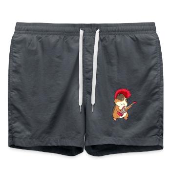 Lustiges Meerschweinchen Punk Rock Gitarre Musik - Swim Trunks - anthracite - Front - AI Model Male 185 light (185cm)