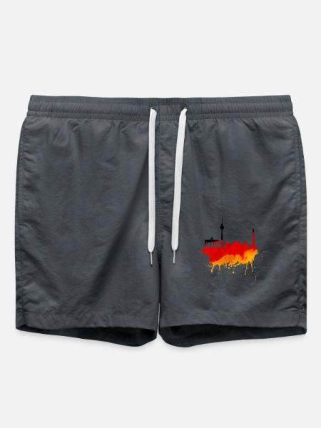 Berlin Skyline Deutschland Flagge Deutsche Fahne - Badeshorts - Anthrazit