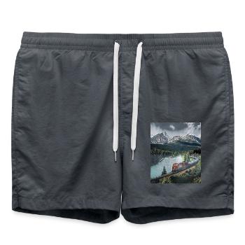 Zugfahrt durch Berglandschaften, Kanada - Badeshorts - Anthrazit - Vorne - AI Model Male 185 light (185cm)