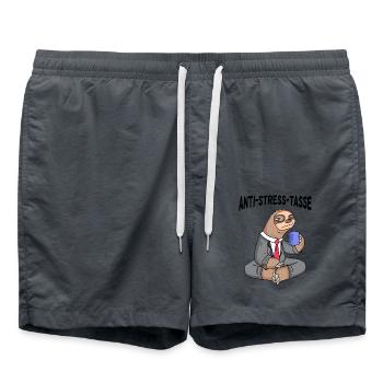 Anti Stress Tasse Faultier Kaffee Büroleben - Badeshorts - Anthrazit - Vorne - AI Model Male 185 light (185cm)