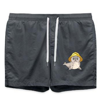 Lustige Robbe Regenmütze Ostsee Nordsee Heuler - Badeshorts - Anthrazit - Vorne - AI Model Male 185 light (185cm)