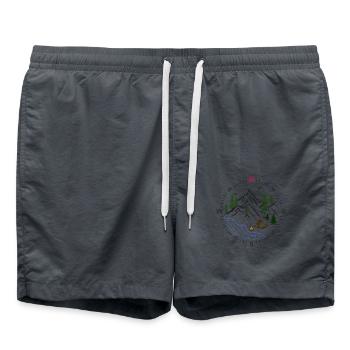 Forest forest compass river camping tent woods nature - Swim Trunks - anthracite - Front - AI Model Male 185 light (185cm)