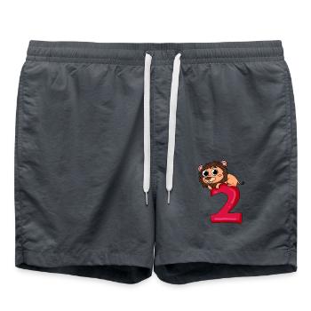 2nd birthday Leo - 2 year old gift - Swim Trunks - anthracite - Front - AI Model Male 185 light (185cm)
