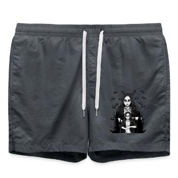 Nonne Démon Chauves-souris Horreur Satanique Halloween - Short de bain - charbon - Devant - AI Model Male 185 light (185cm)