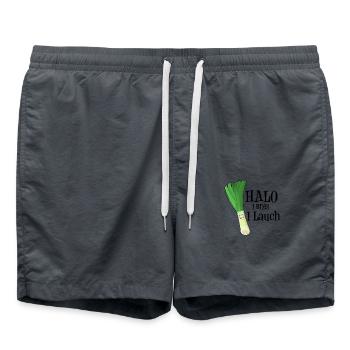 Halo I Bims 1 Ein Lauch Hallo Ich Bins Spargel - Badeshorts - Anthrazit - Vorne - AI Model Male 185 light (185cm)