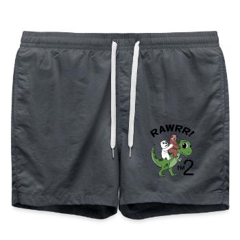 Je suis 2 anniversaire de dinosaures - Short de bain - charbon - Devant - AI Model Male 185 light (185cm)