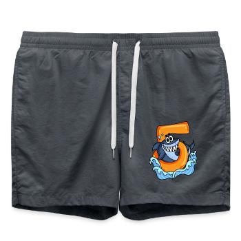5 years old - shark - Swim Trunks - anthracite - Front - AI Model Male 185 light (185cm)