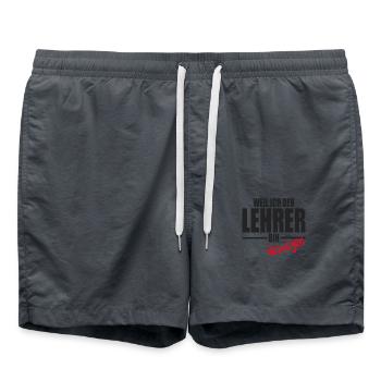 Lehrer Lehrerin Weil ich der Lehrer bin Deswegen - Badeshorts - Anthrazit - Vorne - AI Model Male 185 light (185cm)