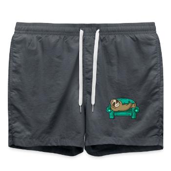 Faultier lustig auf Sofa Geschenk - Badeshorts - Anthrazit - Vorne - AI Model Male 185 light (185cm)