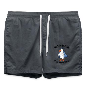 Moin Moin Ihr Spacken Seemöwe Anker Tattoo - Badeshorts - Anthrazit - Vorne - AI Model Male 185 light (185cm)