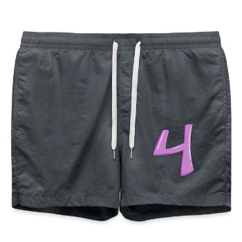 Nummer 4 Zahl Ziffer - Badeshorts - Anthrazit - Vorne - AI Model Male 185 light (185cm)