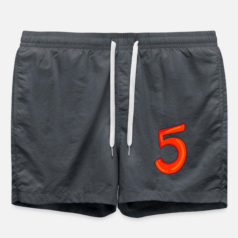 Number 5 red number five - Swim Trunks - anthracite