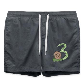 3.Geburtstag Schnecke - 3 Jahre alt Geschenk - Badeshorts - Anthrazit - Vorne - AI Model Male 185 light (185cm)